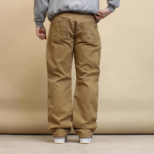 Tan Dickies trousers W34L32 90s style work pants straight fit