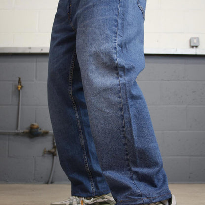 Levis 505 jeans casual streetwear W38L27 blue loose straight leg y2k style pants red tab logo skater