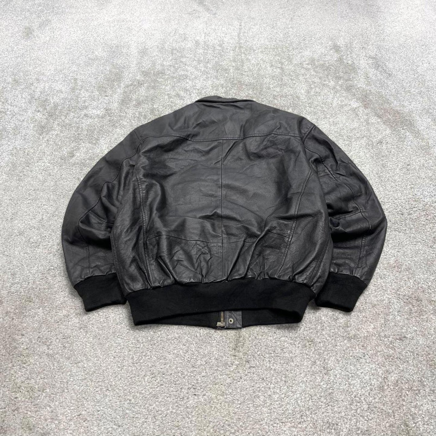 Vintage leather flight aviator bomber jacket black Air Force boxy genuine leather flight coat