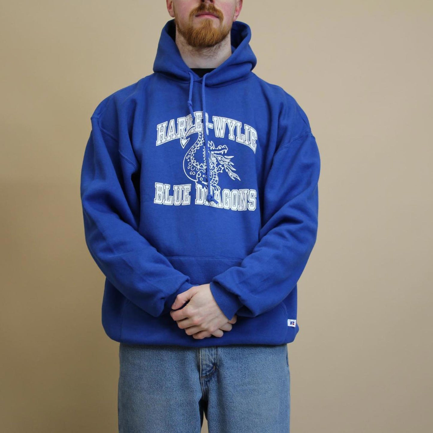 Blue vintage Russell hoodie XL