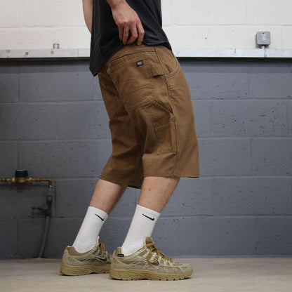 Carpenter shorts canvas y2k tan brown Key skater style cargo work shorts