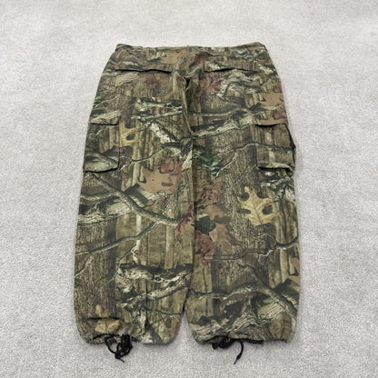 Baggy mossy oak camo cargo trousers hunting style Y2K khaki camouflage outdoors utility trousers
