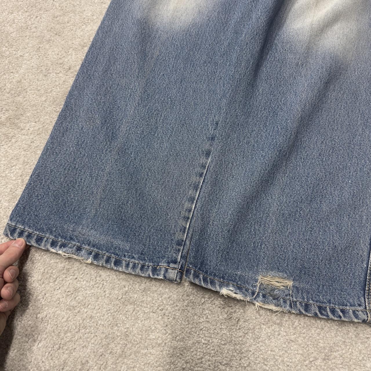 Y2K baggy embroidered jeans blue denim W34L34 Brock loose surf style pants
