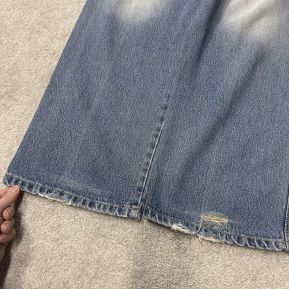 Y2K baggy embroidered jeans blue denim W34L34 Brock loose surf style pants