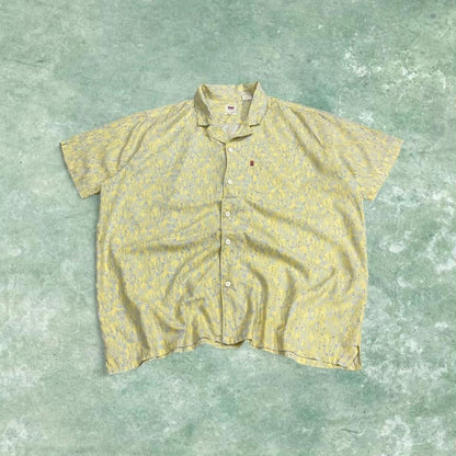 Y2K Levi’s funky pattern short sleeve shirt yellow Floaty festival button down shirt