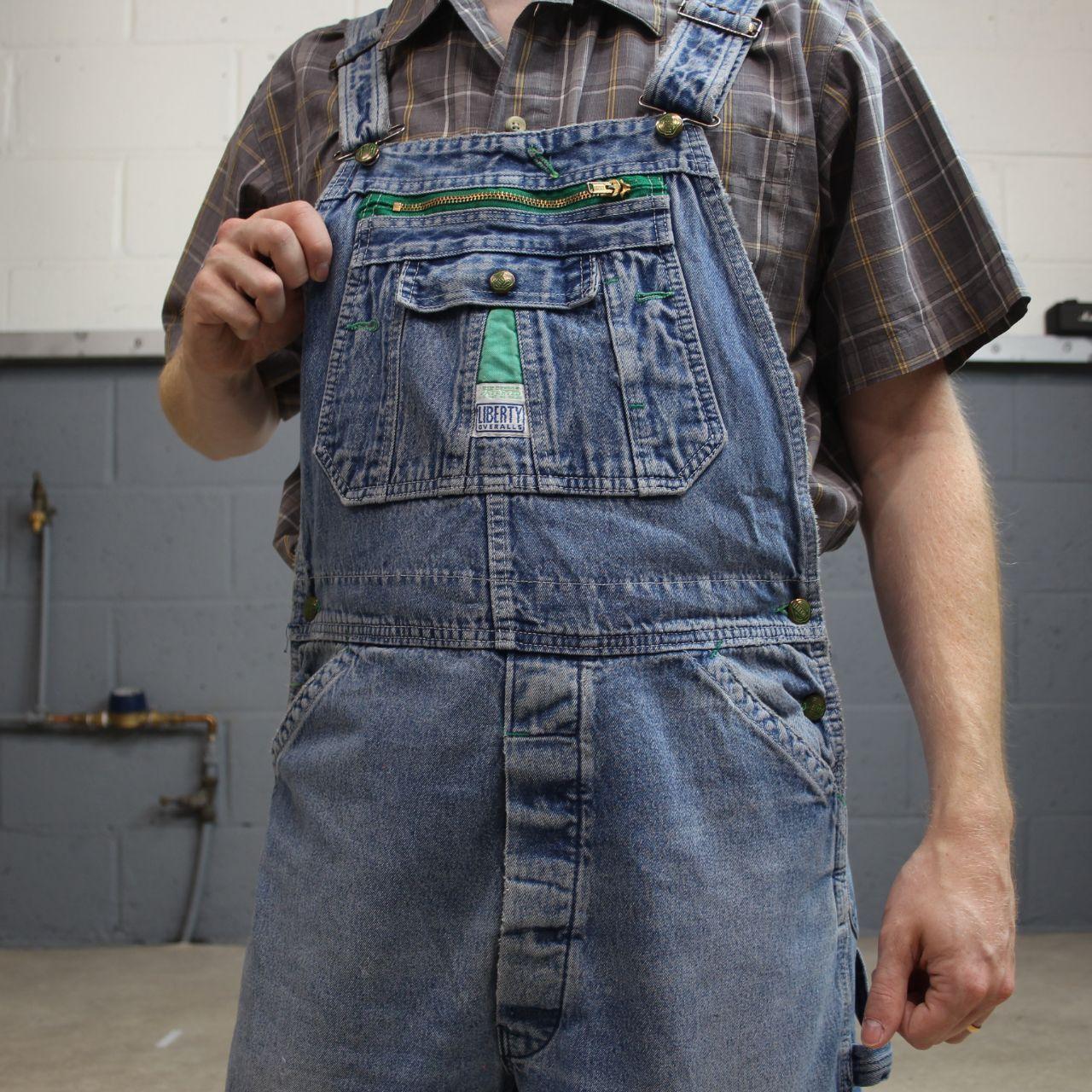 Vintage liberty dungarees 00s denim overalls blue Patch logo and adjustable straps