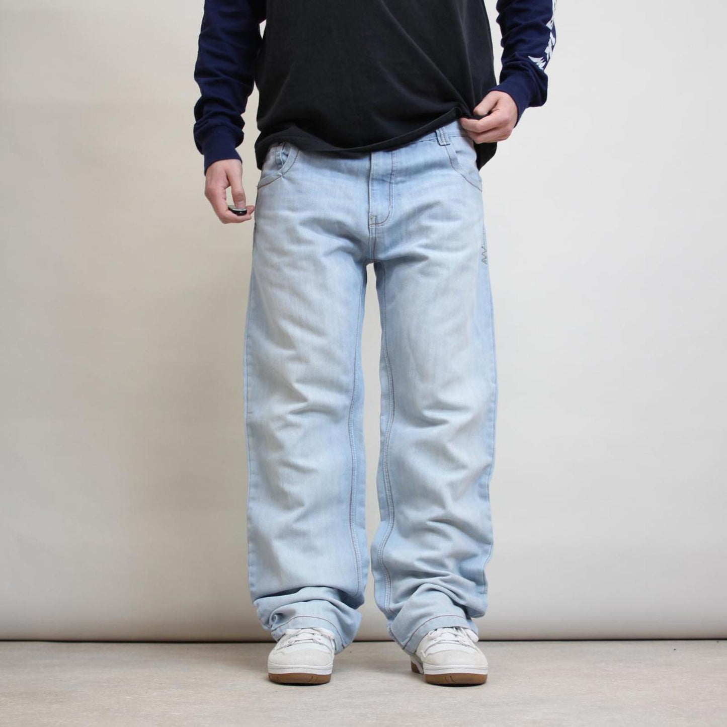 Blue Y2K skate jeans W38L32 loose Dodeca 90s style embroidered design jeans