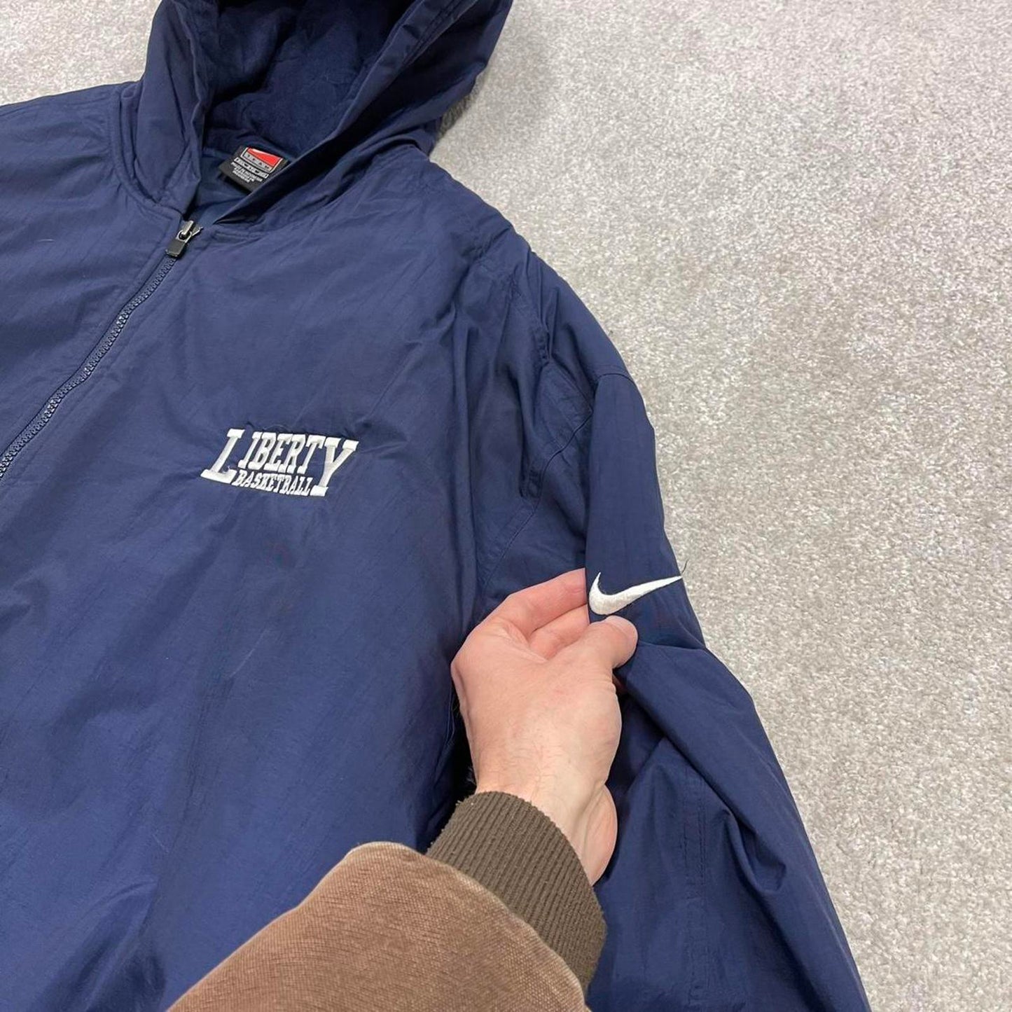 00s Nike jacket y2k style 3XL men's navy full zip padded windbreaker coat technical