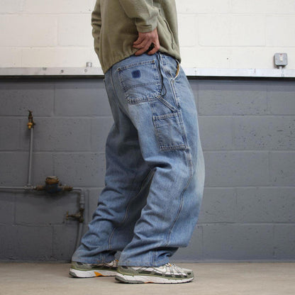 Blue Carhartt carpenter jeans W38L30 loose baggy denim original fit 90s skater style cargo pants