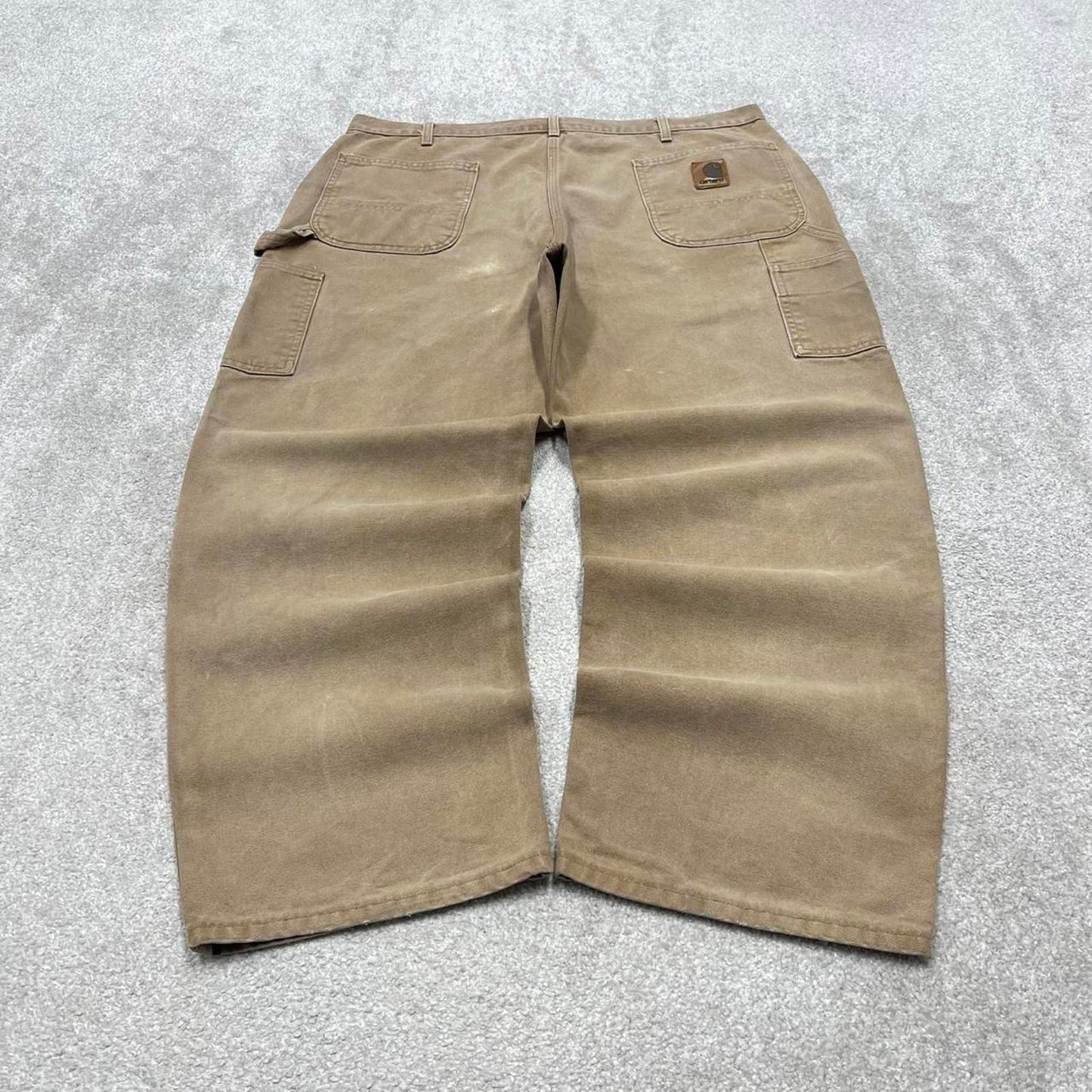 Baggy Carhartt carpenter jeans W38L30 loose wide leg 90s skater style canvas cargo pants 100% cotton