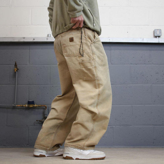 Baggy vintage Carhartt carpenter jeans tan brown Loose wide leg skater style cargo work pants