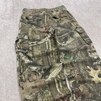 Y2k camo cargo pants loose leg green 18 XXL Loose Break-Up Mossy Oak camouflage pants