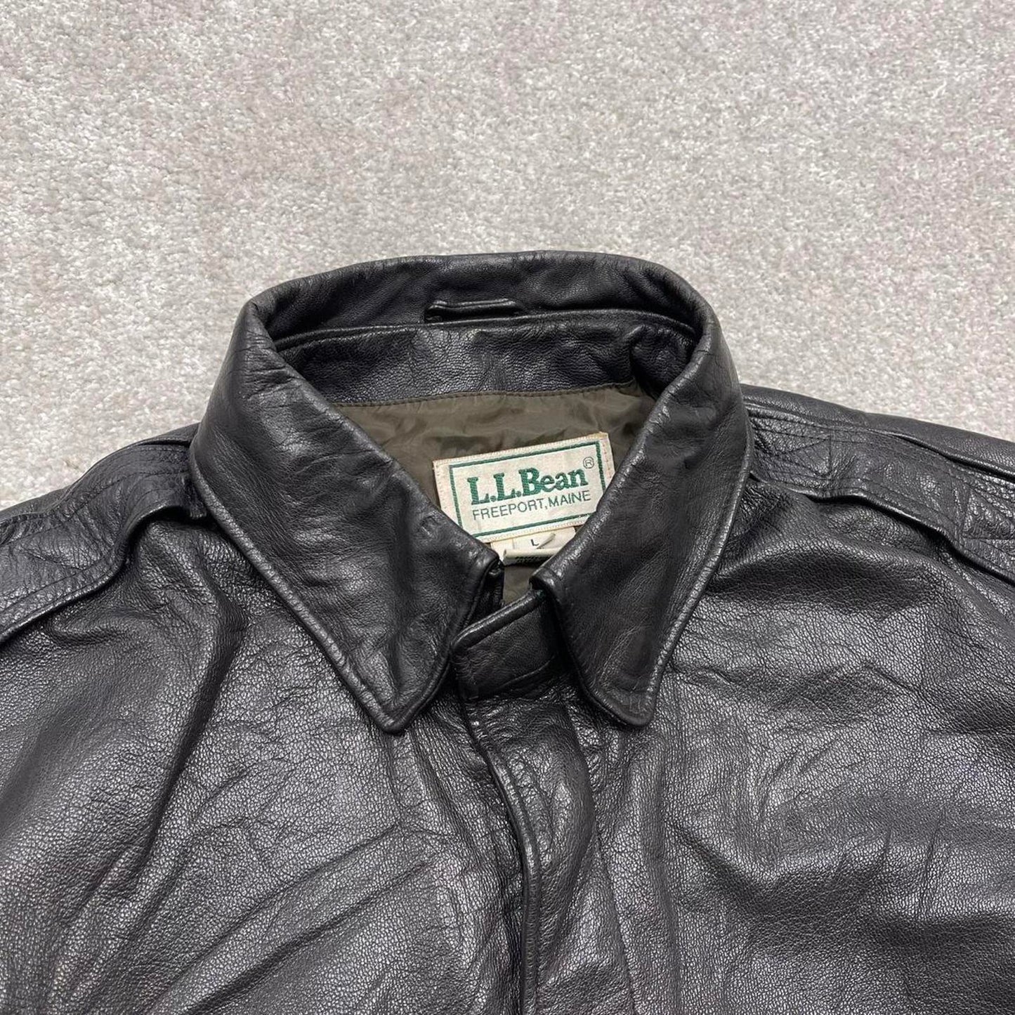 Vintage leather flight aviator bomber jacket brown L.L.Bean boxy genuine leather coat