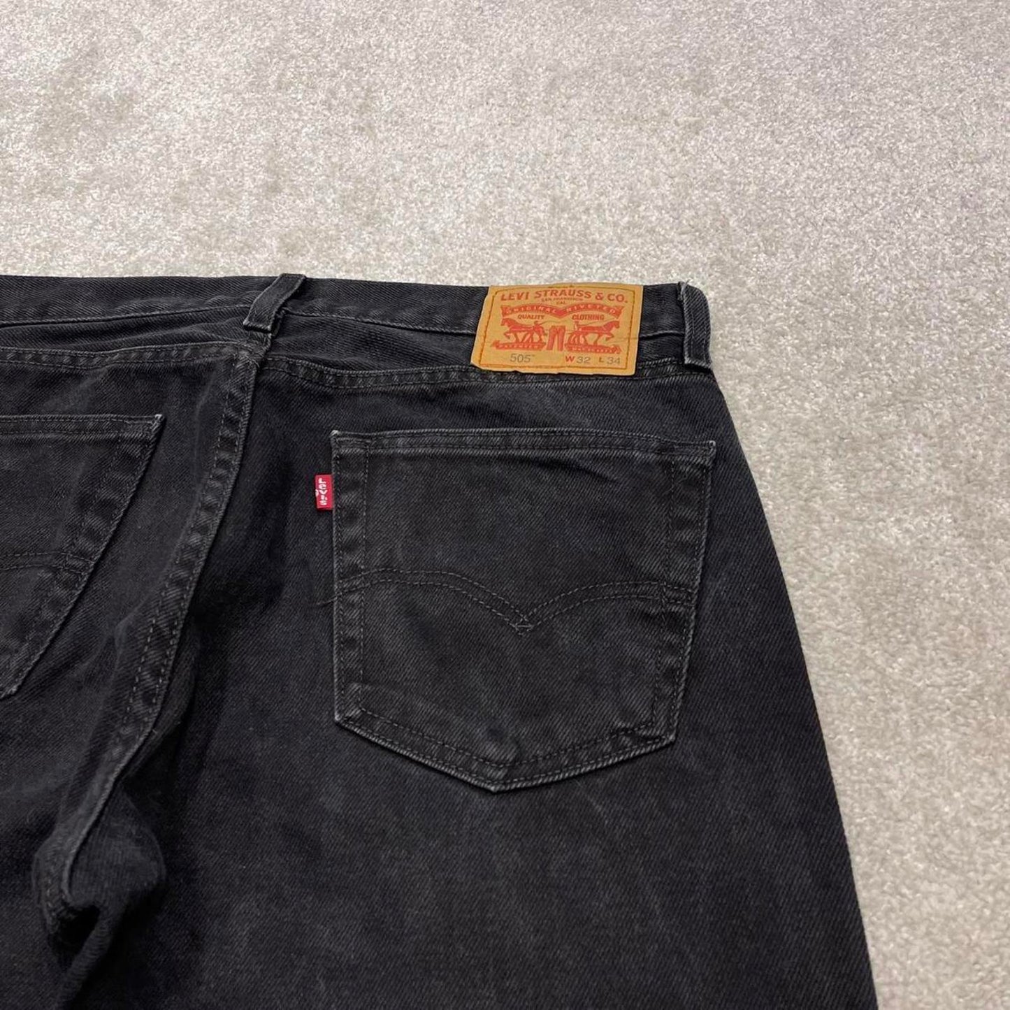 Black Levis 505 jeans y2k 90s style W34L34 red tab logo 5 pocket denim pants skater 100% cotton