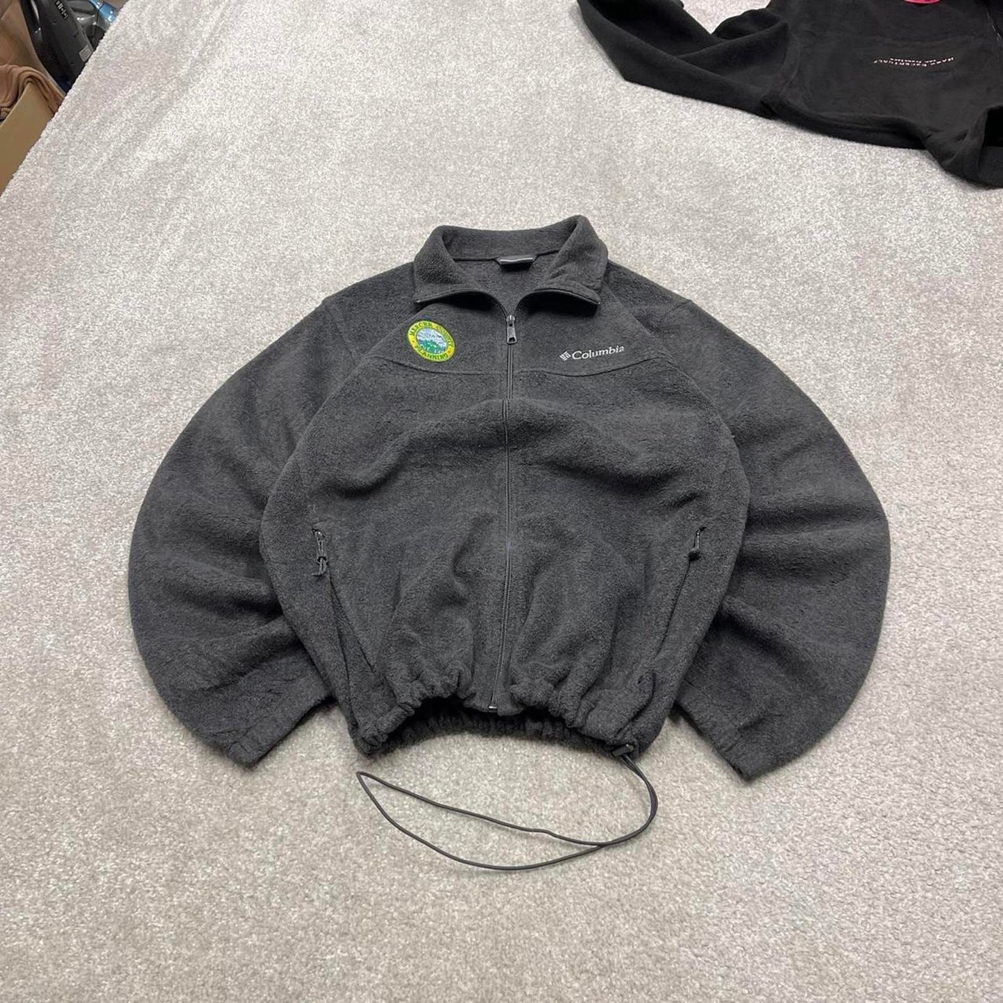 00s Columbia technical fleece M men's grey full zip up y2k style autumn adjustable waist