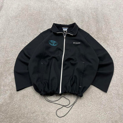 00s Columbia windbreaker jacket y2k style 2XL women's black full zip soft shell coat technical