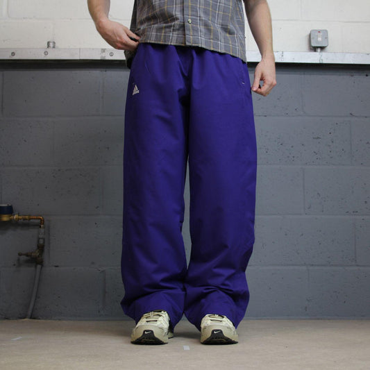 Baggy Y2K Adidas tracksuit bottoms purple large wide leg lined side embroidered logo track pants