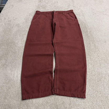 Baggy carpenter jeans y2k loose wide leg burgundy Cotton On 100% cotton skater utility cargo pants