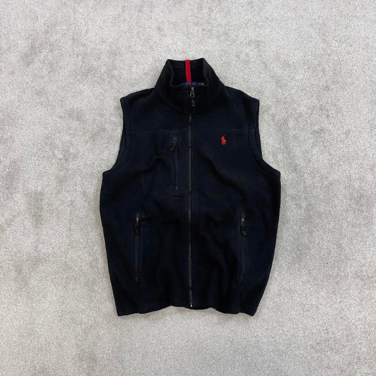 Y2K Ralph Lauren technical fleece gilet S black men’s zip up polo logo