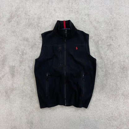 Y2K Ralph Lauren technical fleece gilet S black men’s zip up polo logo