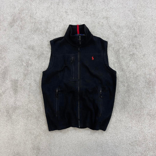 Y2K Ralph Lauren technical fleece gilet S black men’s zip up polo logo