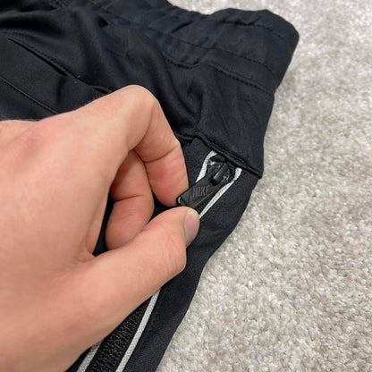Black Nike tracksuit bottoms Medium y2k style sportswear track pants cuffed embroidered