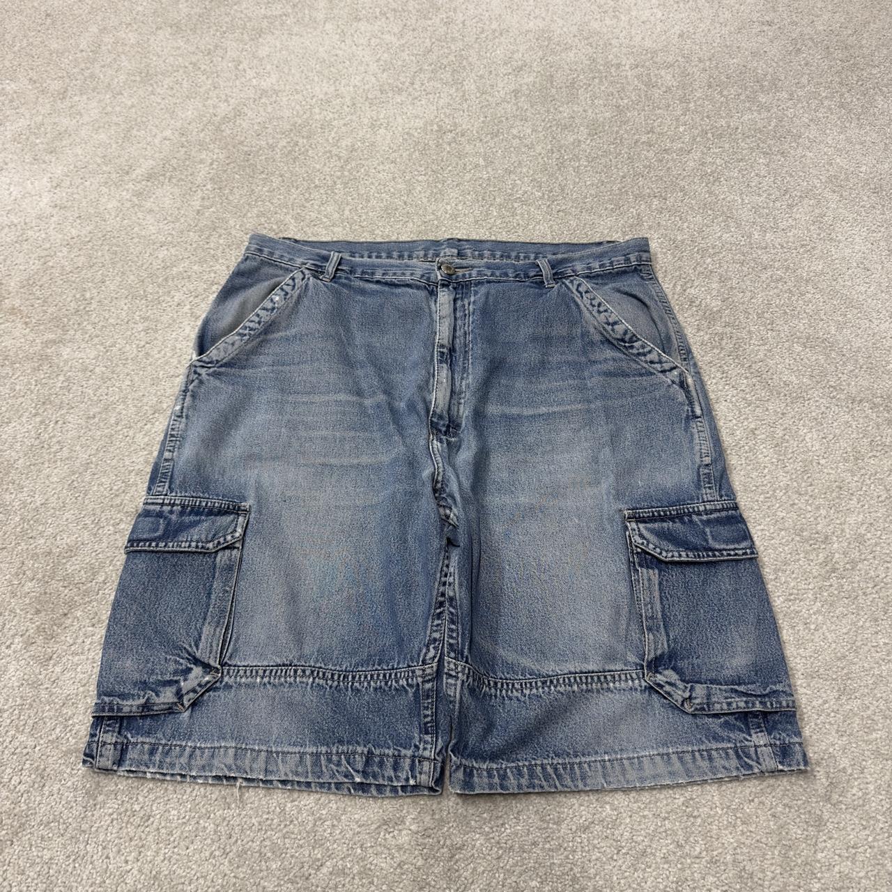 Y2K Wrangler baggy cargo shorts blue W36 Loose leg denim skater style utility shorts