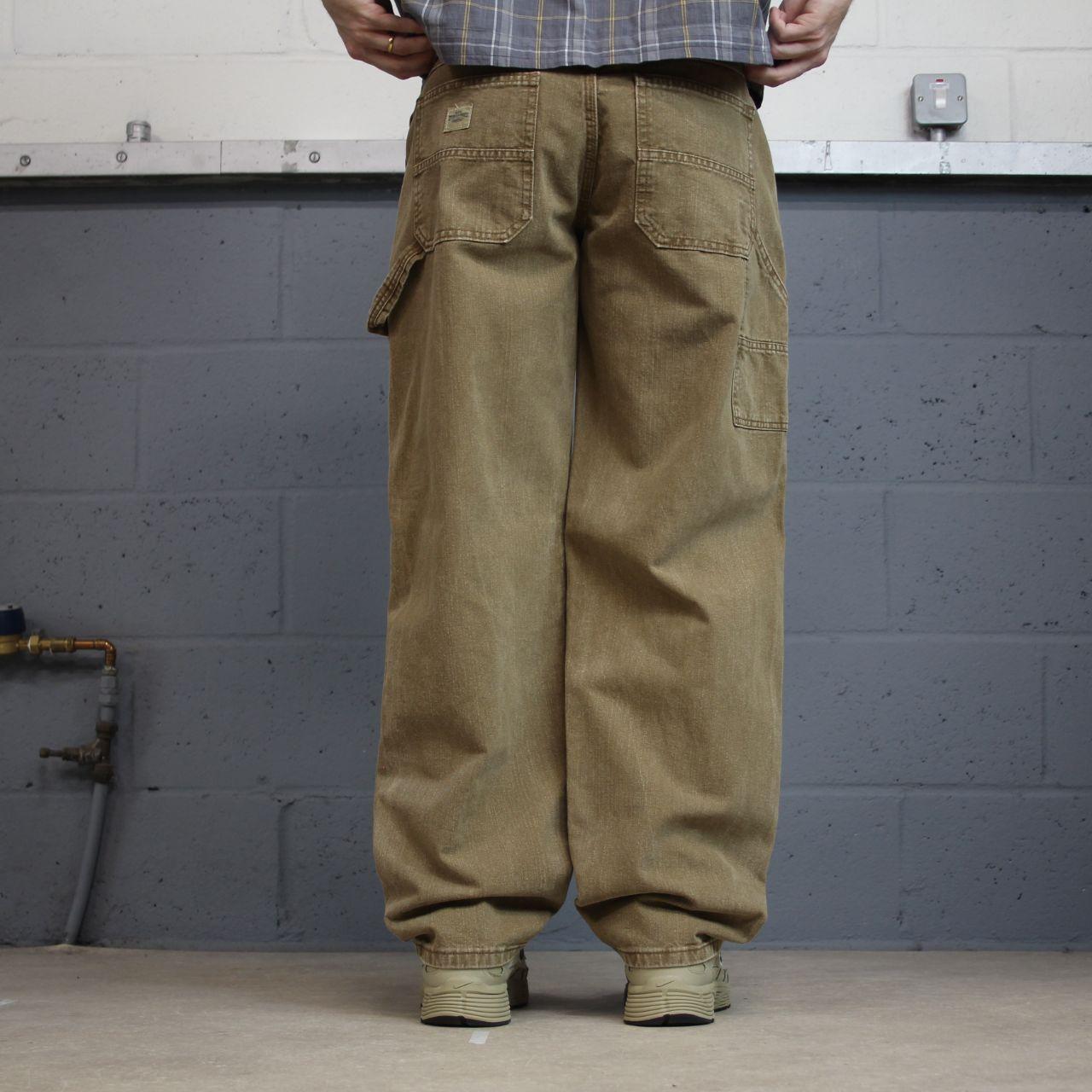 Vintage Lee carpenter jeans y2k tan brown Loose leg skater style utility workwear trousers