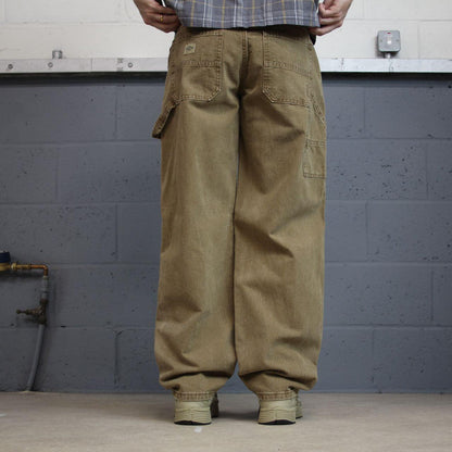Vintage Lee carpenter jeans y2k tan brown Loose leg skater style utility workwear trousers