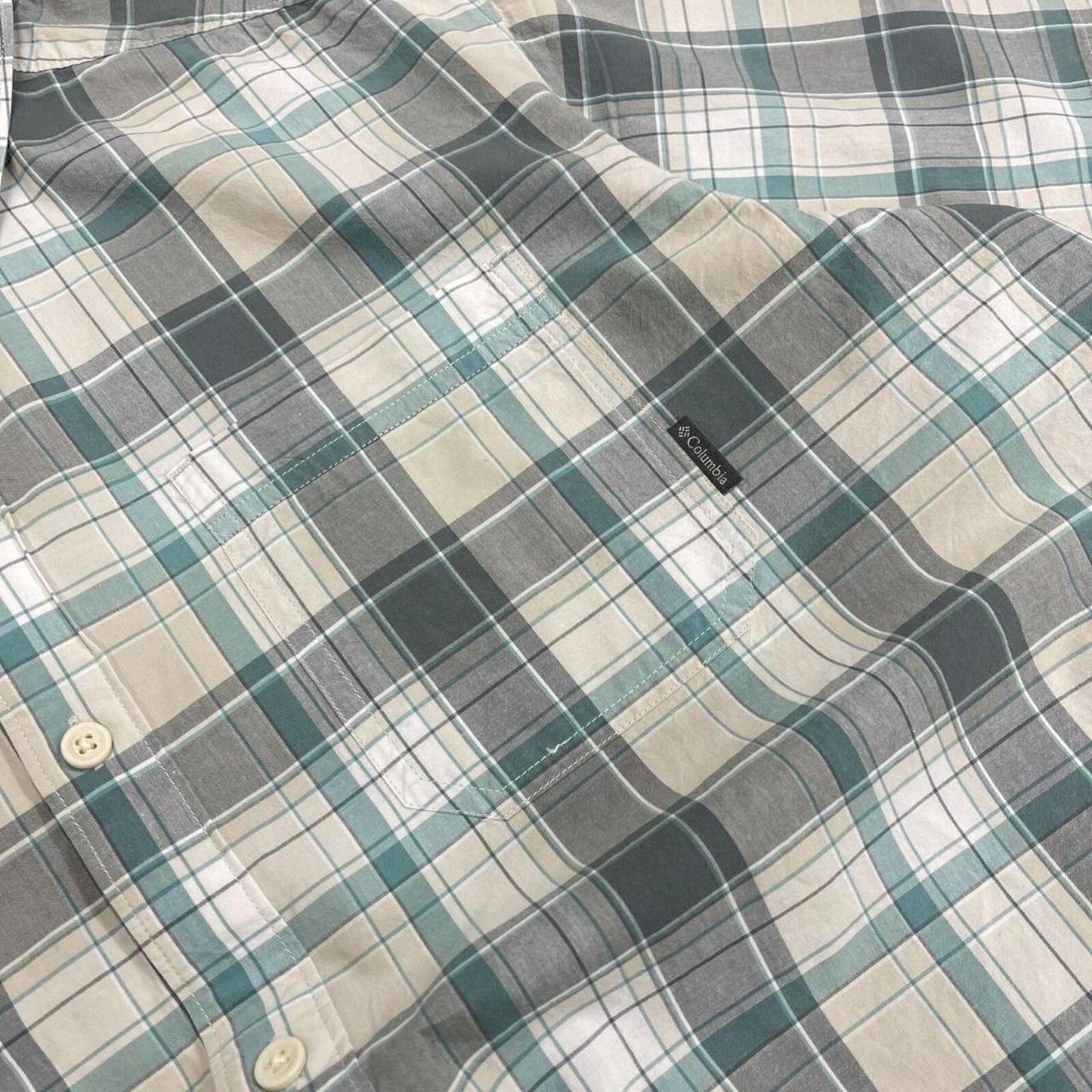 Columbia checkered short sleeve shirt geeen Surf style check shirt summer festival