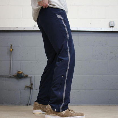 Nike Trackies S navy y2k 00s style dri-fit joggers print logo zip ankles