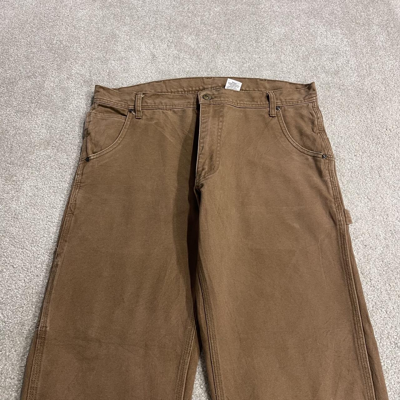 Washed brown carpenter jeans y2k W34L28 Key Workwear straight leg canvas skater pants