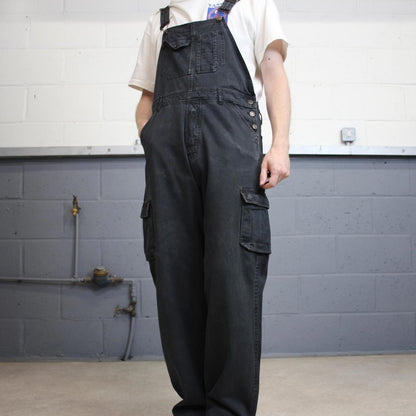 Vintage baggy black Rocky dungarees W36L32 black womens overalls