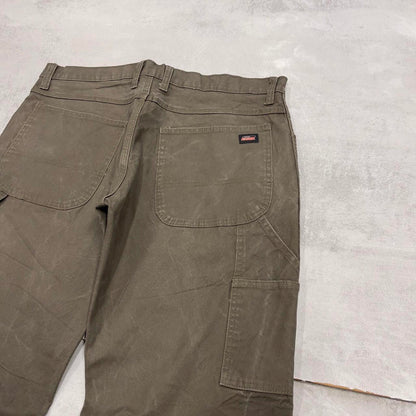 Khaki Green Dickies carpenter jeans W36L34 loose canvas 90s skater style cargo pants