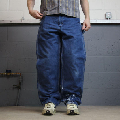 Baggy Carhartt carpenter jeans y2k W34L32 blue skater style workwear utility denim cargos