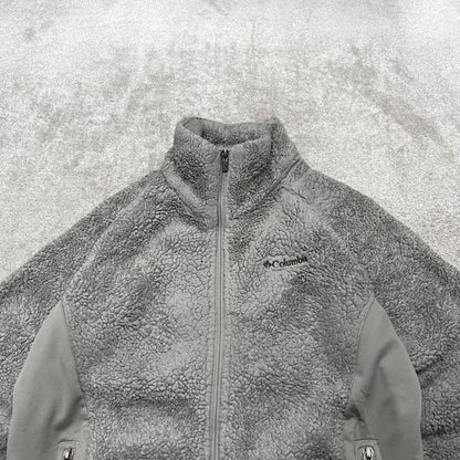 00s Columbia technical fleece M women's grey full zip up y2k teddy bear style autumn