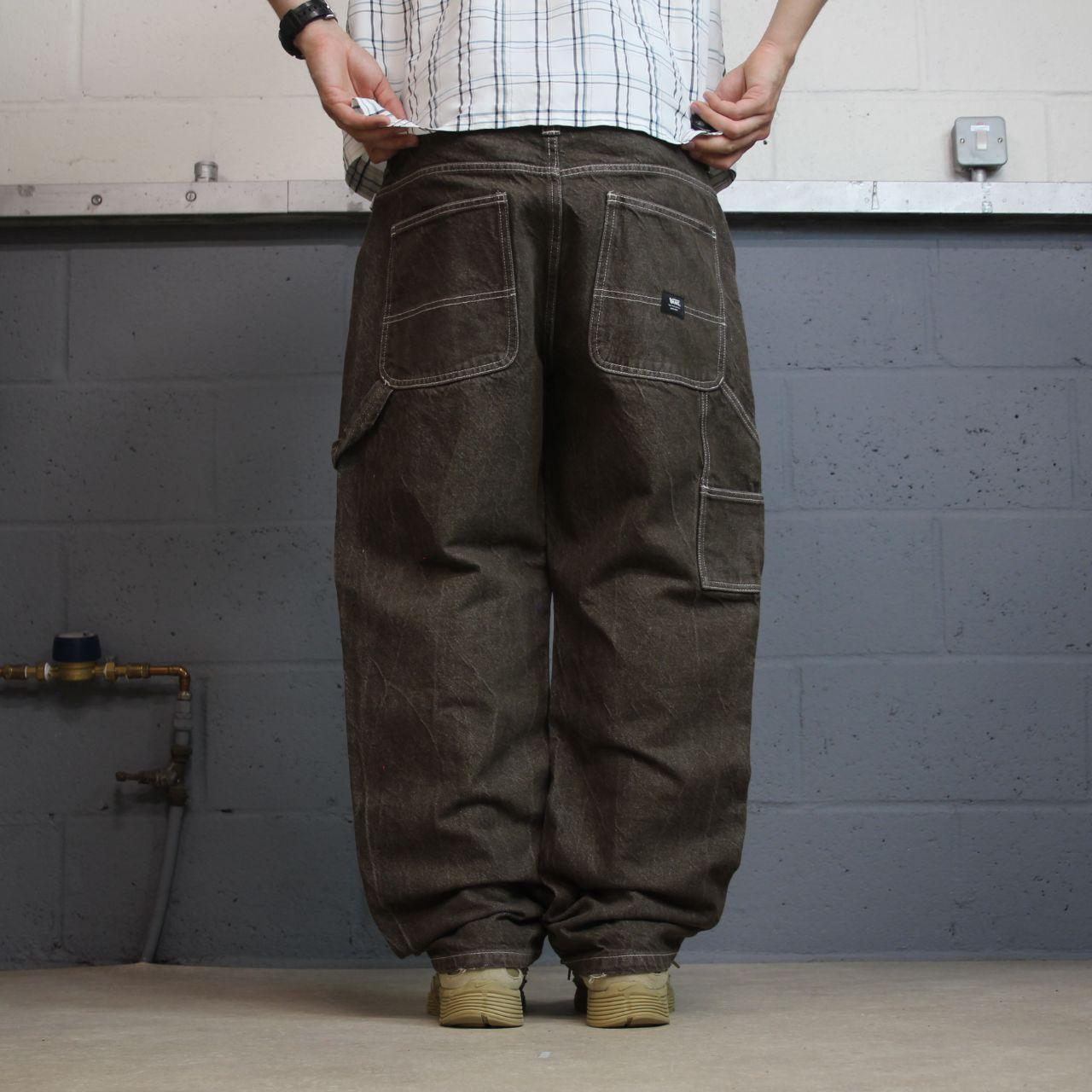 Vans denim carpenter jeans y2k brown W36L30 Loose thick denim skater cargo pants emboidered logo