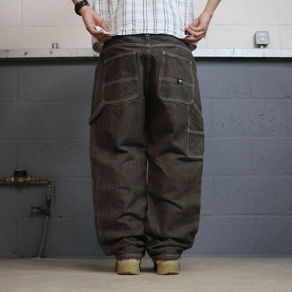 Vans denim carpenter jeans y2k brown W36L30 Loose thick denim skater cargo pants emboidered logo
