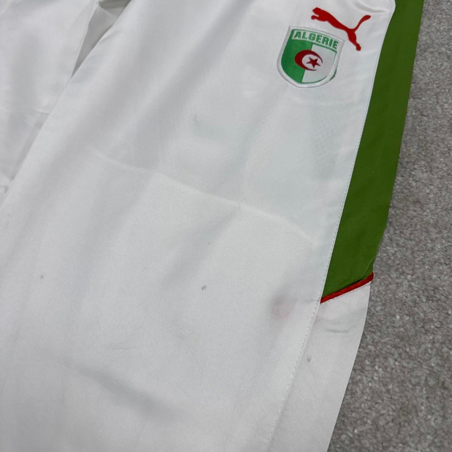 Baggy Puma Algeria Football trackies Small y2k floaty leg joggers print design shell suit pants