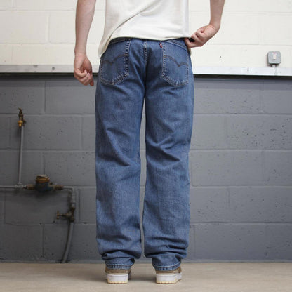 Blue Levis 505 jeans W36L34 blue loose straight leg y2k style pants red tab logo