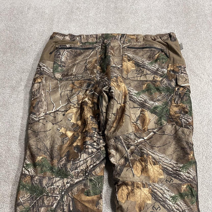 Cabela’s Realtree camo cargo pants XXL brown insulated utility hunting trousers