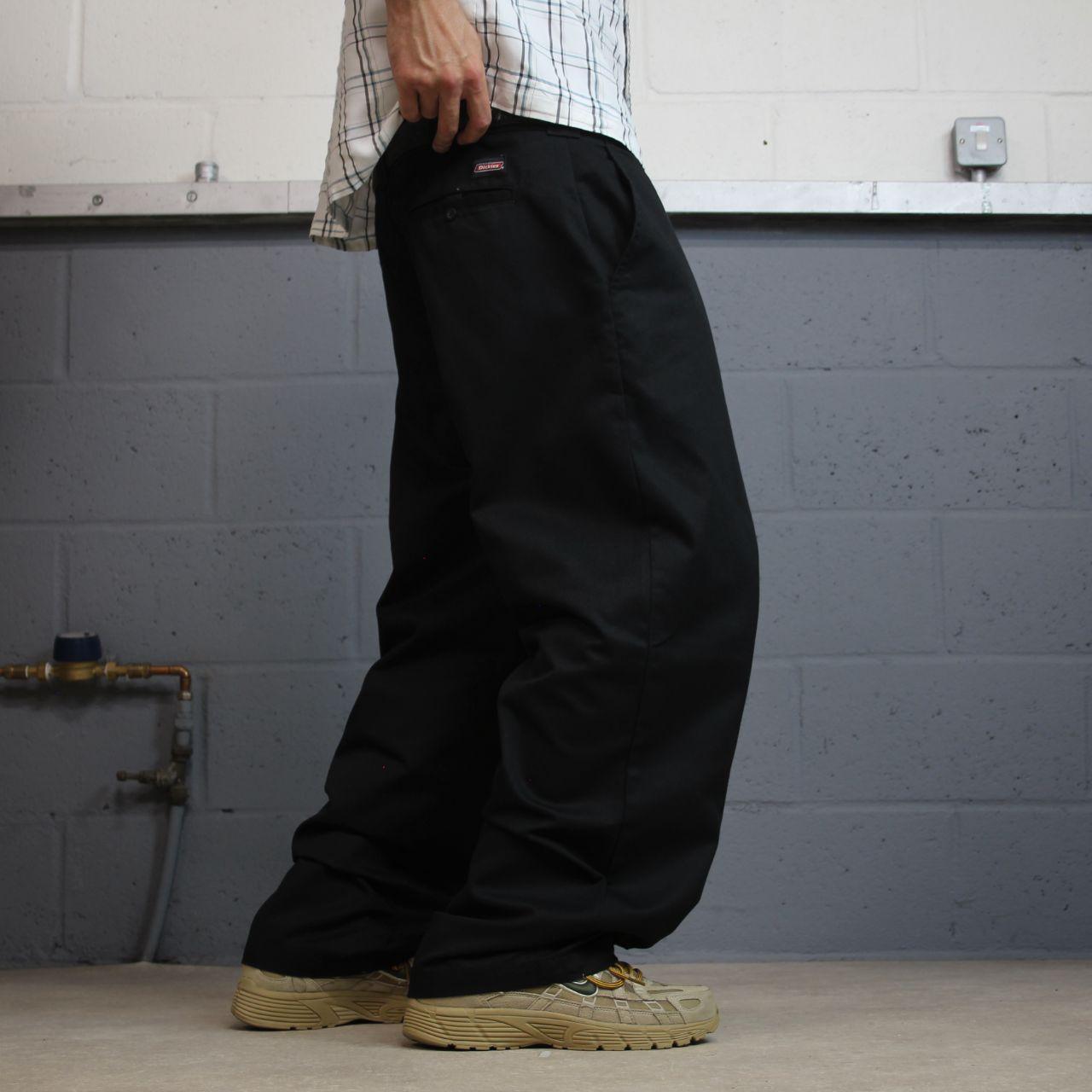 Dickies baggy pants black y2k wide leg W38L30 Loose fit chino skate style work trousers