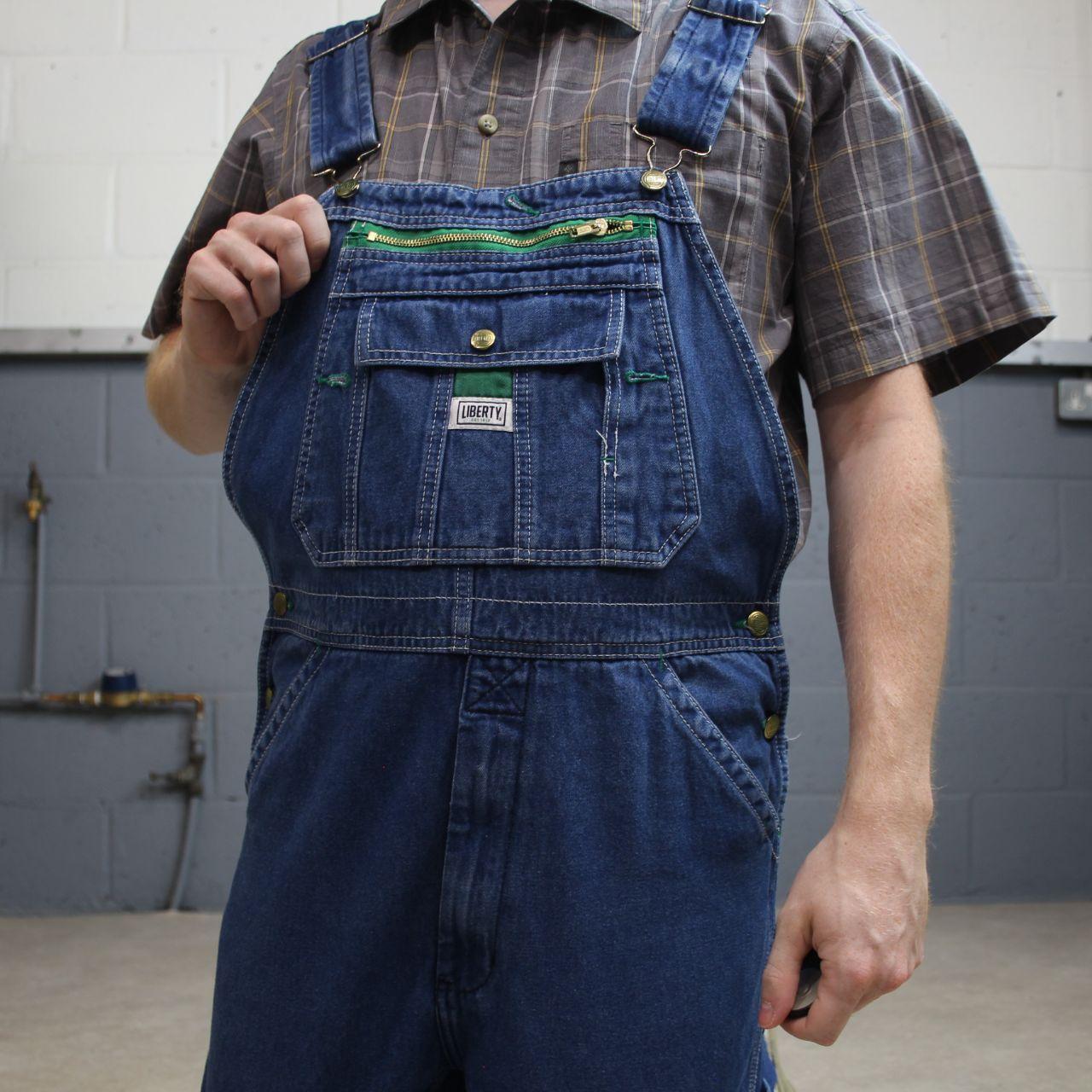 Liberty baggy dungarees denim overalls navy blue Vintage workwear bib & brace utility