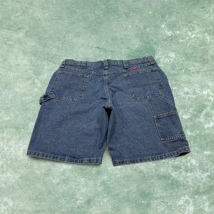 Y2k baggy Wrangler carpenter shorts blue denim W38 Loose summer festival jorts