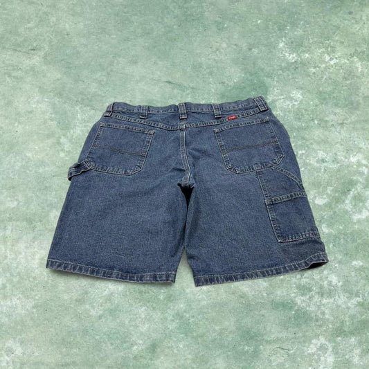 Y2k baggy Wrangler carpenter shorts blue denim W38 Loose summer festival jorts