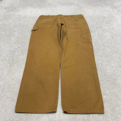 90s baggy Dickies carpenter jeans W40L32 00s skate style tan thick canvas workwear cargos