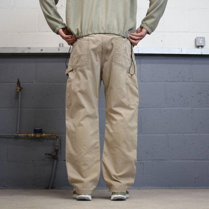 Y2K Carhartt carpenter pants beige Loose relaxed fit skate style workwear cargo pants