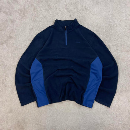 Navy Blue Reebok technical quarter zip fleece XXL y2k style autumn adjustable waist