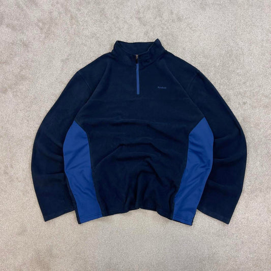 Navy Blue Reebok technical quarter zip fleece XXL y2k style autumn adjustable waist