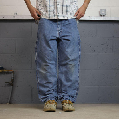 Wrangler carpenter jeans y2k blue denim loose leg 2000s style workwear cargos